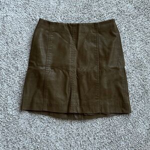 Free People Modern Femme Vegan Faux Suede Leather Mini Skirt - Olive - Size 0
